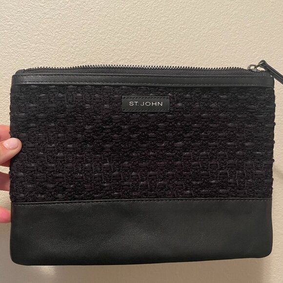 St.John Tweed Leather Evening Clutch - Picture 1 of 5